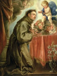 Der heilige Antonius von Padua (1195-1231) verehrt das Christkind